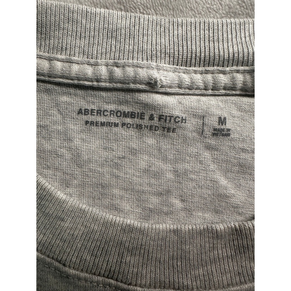 Abercrombie Fitch T Shirt Mens M Gray Premium Polished Tee Textured Logo - Picture 4 of 8